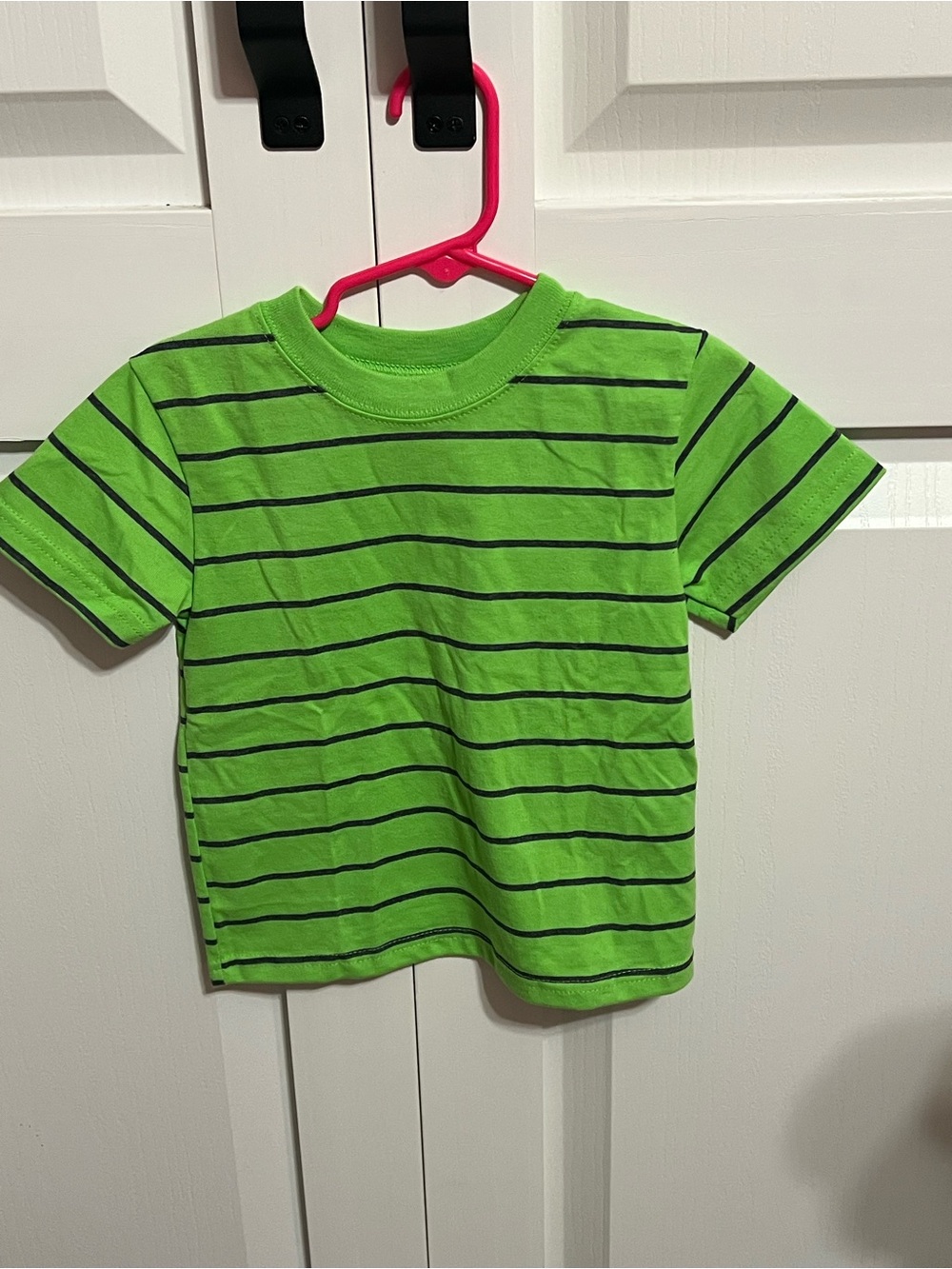Kids Neon Green Striped Short-Sleeve Tee